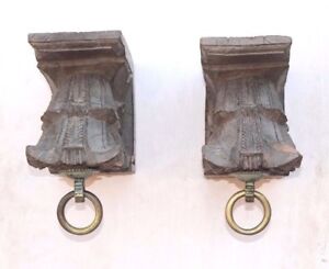 Wooden Wall Hanging Bracket Pair Old Carved Vintage Rare Home Decor Pe 29