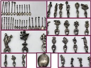 Lot Of 30 Vintage Italy Silverplate Figural Pierced Ornate Bon Bon Spoons Knives