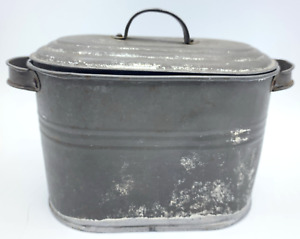 Antique Primitive Tin Metal Miniature Wash Boiler Tub Salesman Sample Display