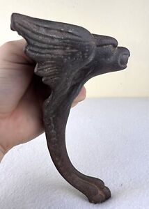 Antique Victorian Gargoyle Metal Claw Foot Stool Or Chair Leg 6 25 Patina