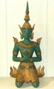 Antique Thai Bodhisattva Gilt Bronze Buddha Large 31 Statue Namaskara Mudra