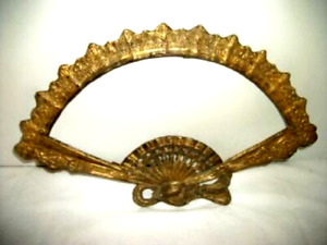 Antique Gilt Bronze Fan Shaped Frame Lace Design Tassel Aged Gilding Metal