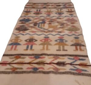 Authentic Woven Pictorial Kilim Turkish Runner Geometric Rug 2 5 X 5 Ft