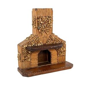 Vtg 50s Handmade Matchstick Tramp Art Hearth Fireplace Chip Carved Wood Ledges