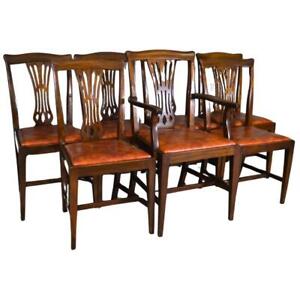 Antique Set Of 7 Mahogany Dining Chairs 21935
