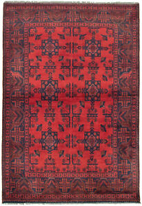 Traditional Hand Knotted Vintage Tribal Carpet 4 2 X 6 3 Bordered Wool Rug