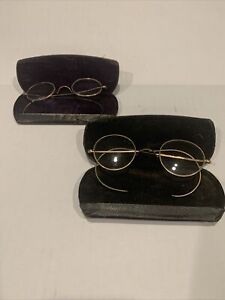 Lot Of 2 Antique Eyeglasses With Cases