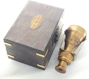 Monocular Brass Vintage Handmade Working Antique Monocular With Wooden Box