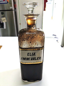 Antique 1890s Apothecary Medicine Bottle Elix Amm Valer Beautiful