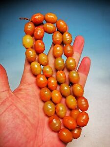  Elegant Old Hetian Jade Hand Carved Ancient Spiral Buddha Bead Necklace E04