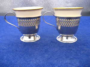 2 Antique Sterling Demitasse Cups With Lenox By Gh French 1920 1939 Xlnt