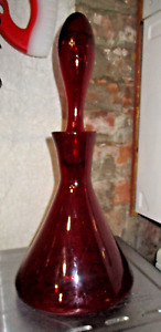 Vintage Ruby Red Wine Decanter Carafe Made In Italy In The Empoli Region