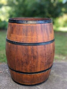 Antique Vintage Rustic Wooden 29 Whiskey Wine Keg Barrel Metal Bands