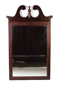 Vintage Antique Style Scroll Cut Chippendale Style Mahogany Wood Wall Mirror