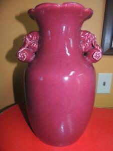 Chinese 13 Vase Oxblood Pomegranate Handles Red Sang De Boeuf Lamp Drilled 20th