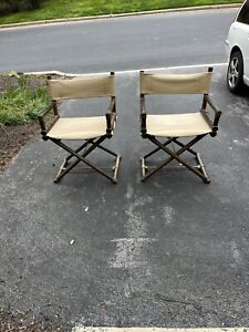 1950 S Vintage Mcguire Bamboo Brass And Leather Folding Director S Chair 