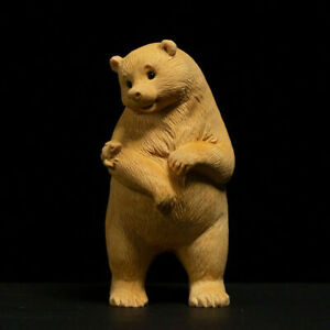 9 X 4 5 X 4 5 Cm Carved Boxwood Carving Figurine Bear With Little Frog