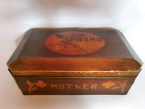 Vintage Antique Handmade Inlaid Wooden Roma Mother Box Satin Lined
