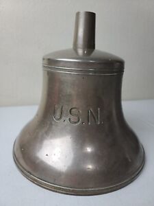 Usn United States Navy Old Brass Nickel Plated Wwii Era 20 Lb Ships Bell
