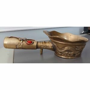 Vintage Brass Chinese Silk Iron Or Rice Scope Decorated With Dragons