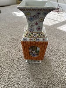 12 2 Old Song Dynasty Enamel Colour Porcelain Gilt Beauty Boy Bamboo Vase Bottle
