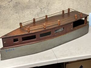Antique Primitive Wood Model Boat 1920 S Large Ship Display