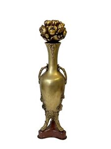 French Antique Gilt Bronze Ormolu On Red Marble Urn Signed By August Moreau
