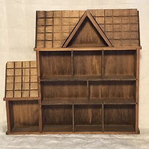 Vintage Wood Shelf House Shaped Knick Knack Curio Display Trinket 11 X10 