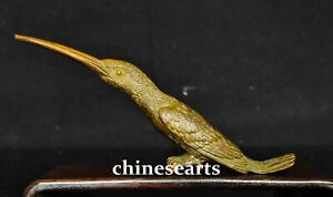 5 Chinese Bronze Brass Fengshui Bird Kingfisher Animal Lucky Auspicious Statue