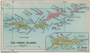 British Us Virgin Islands Tortola Virgin Gorda St Croix St Thomas John 1927 Map