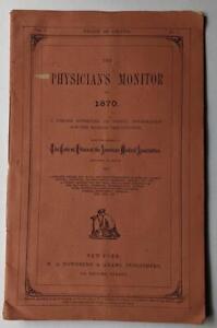 1870 Antique Medical Booklet Physician S Monitor By Townsend Adams New York
