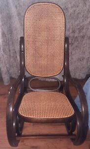 Vintage Bentwood Wicker Cane Wood Childrens Rocking Chair For Nursery