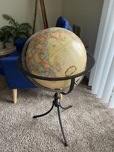 Replogle World Classic Series Globe 16 Vintage Made In Usa Metal Floor Stand