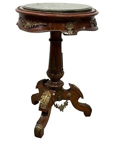 Antique French Empire Marble Top Ormalu Mounted Plant Stand Pedastal Table 1880