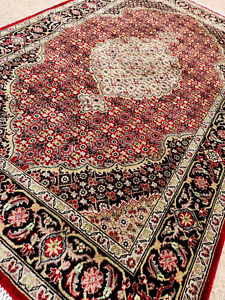Fine Hand Knotted Tabrzi Mahi Qoom Persan Silk Wool Rug 4 X 6 