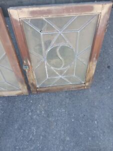 Vintage Stained Glass Window Pair
