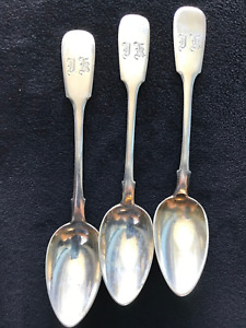 Rare Set 3 Monogram Jk Spoons Original Russian Imperial Silver 84 Antique Russia