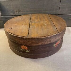 Antique Primitive Dufeck S Round Wood Cheese Box Storage Box Hat Box 15 X5 25 