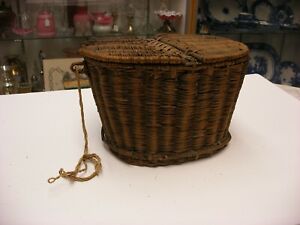 Antique Vtg Sewing Notions Primitive Victorian Era Wicker Sewing Basket