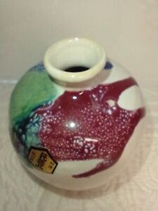 Vintage Japanese Bud Vase Ox Blood Drip Glaze 4 