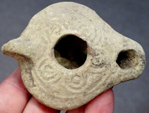 Ancient Antique Holy Land Terracotta Pottery Roman Oil Lamp Relic