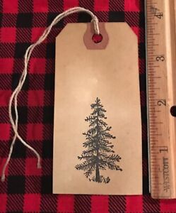 25 New Size 3 Coffee Stained Primitive Christmas Pine Tree Hang Price Gift Tags