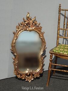 Vintage French Country Syroco Gold Wall Mantle Mirror Made In Usa Rococo