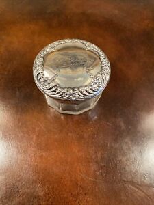 Sterling Silver Lidded Glass Jar W Monogram