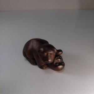 Netsuke Wood Carving Dog 1 9 Inch Inro Japanese Art