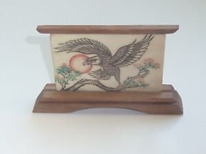 Beautifully Engraved Coloured In Bone Miniature Screen Countryside Design
