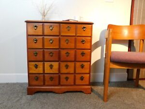 Vtg 1970 S Solid Cherry Spice Apothecary Chest 10 Drawers Cupboard Cabinet