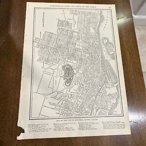 Antique Map 1914 City Of Montreal Quebec Canada 11x15 Inches
