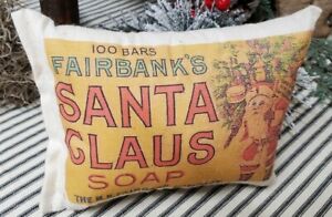 Vintage Victorian Primitive Style Christmas Santa Soap Tuck Bowl Filler Pillow