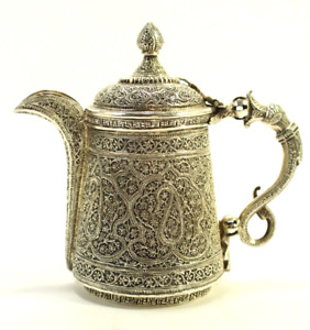  Superb Mid 1800 S Kashmir Raj India High Grade Silver Tea Pot Repousse